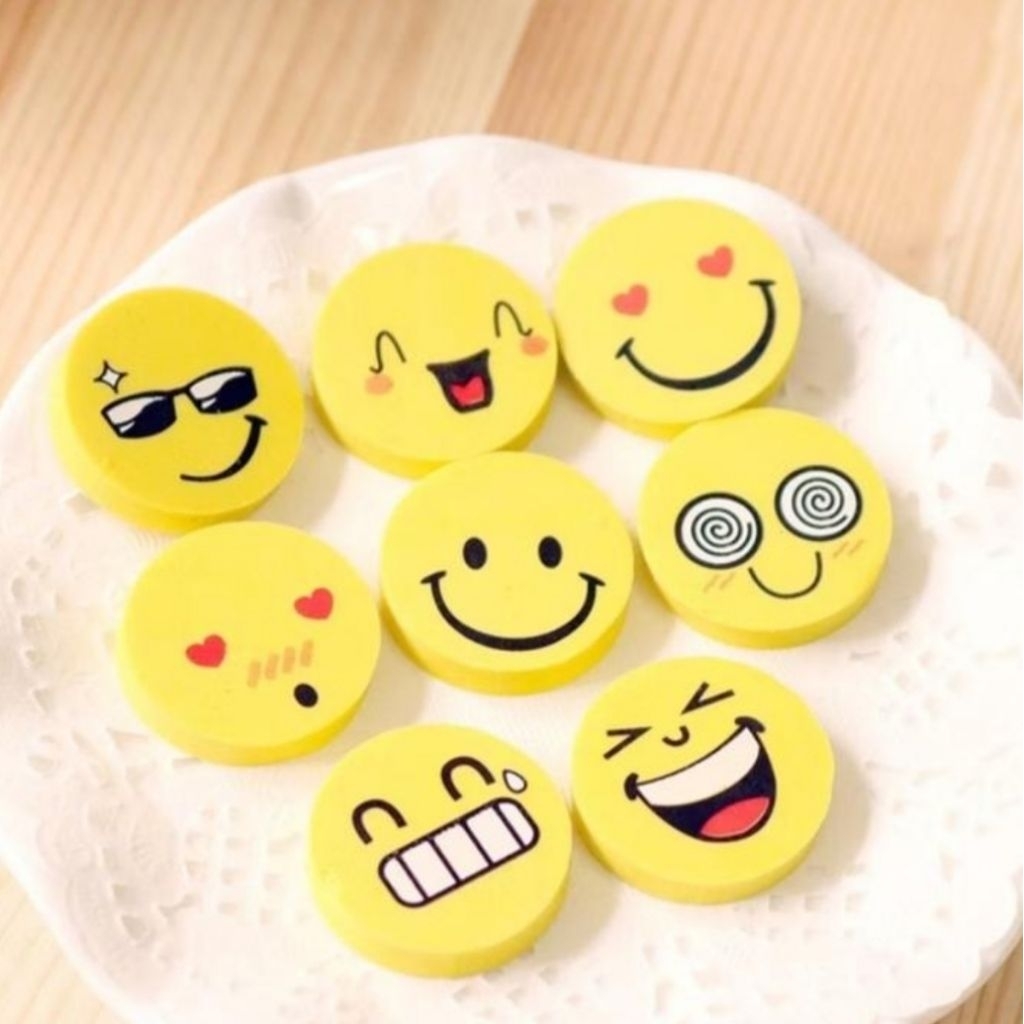 

Penghapus Setip Rubber Stationery(1 Set 4 PCS) Lucu Unik Smiley Emoticon Emoji