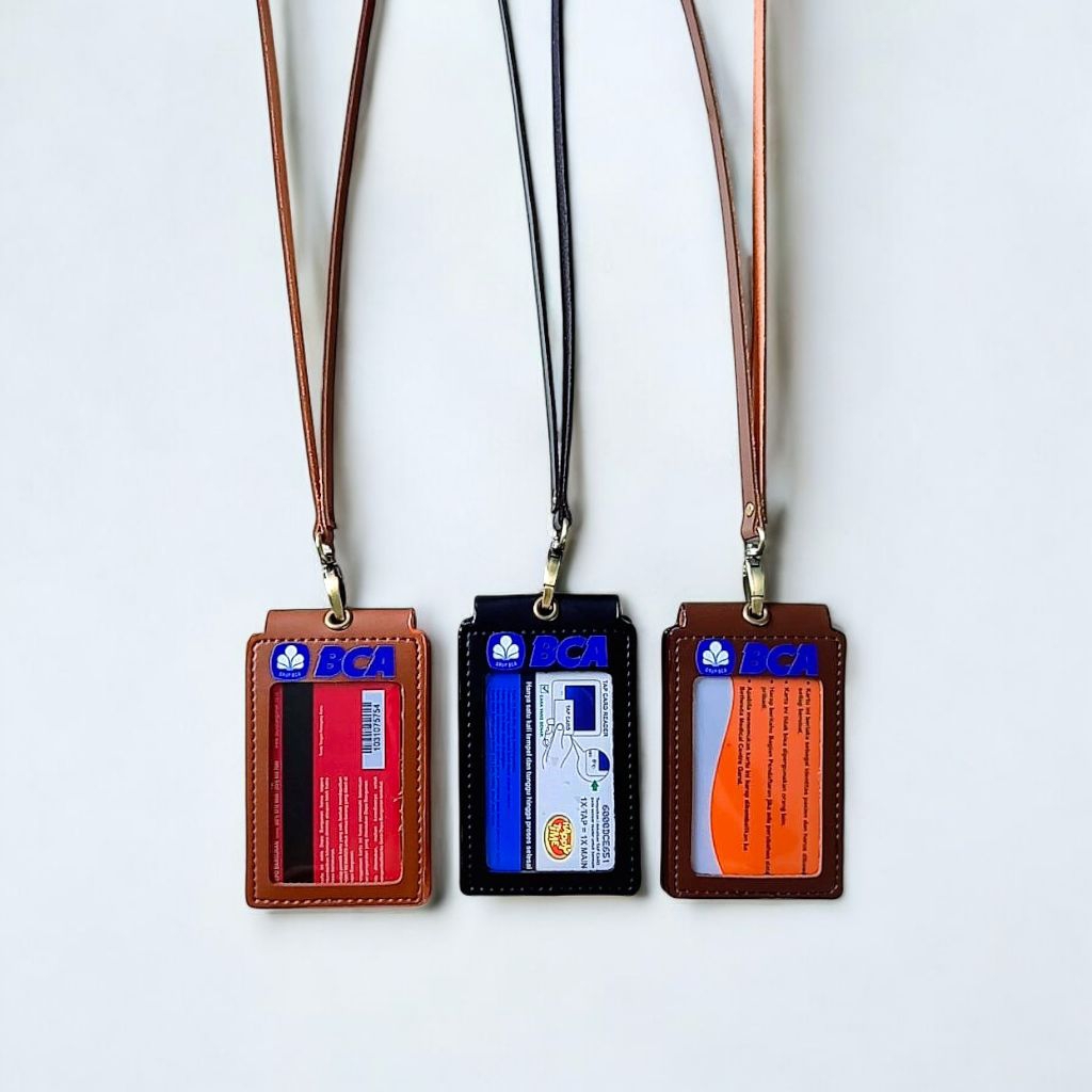 

Lanyard ID Card Holder Magnet Satu Mika Name Tag Kulit | BCA
