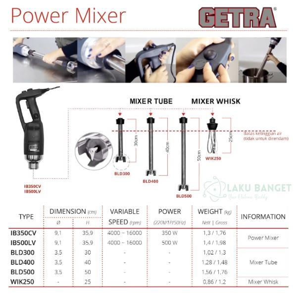 Power Mixer GETRA BLD-300 / Mixer Tube GETRA BLD 400 BLD500 / Mixer Whisk GETRA WIK250