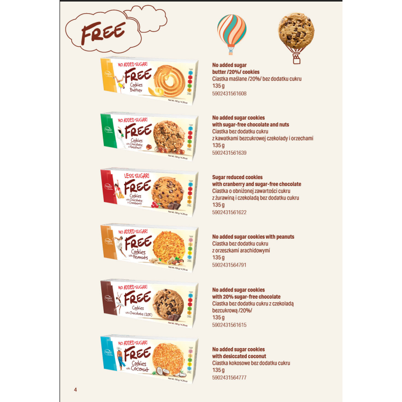 Camilan Impor Poland Cookies Bogutti Sugar Free Chocolate Cranberry, Choco 20%, & Hazelnut, Coconut,