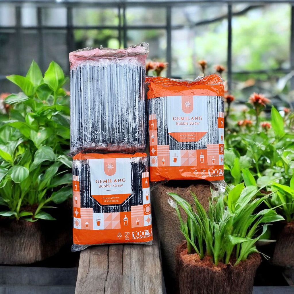 

Sedotan Steril dan Higienis Hitam 250pcs untuk Restoran dan Kafe, sedotan opp