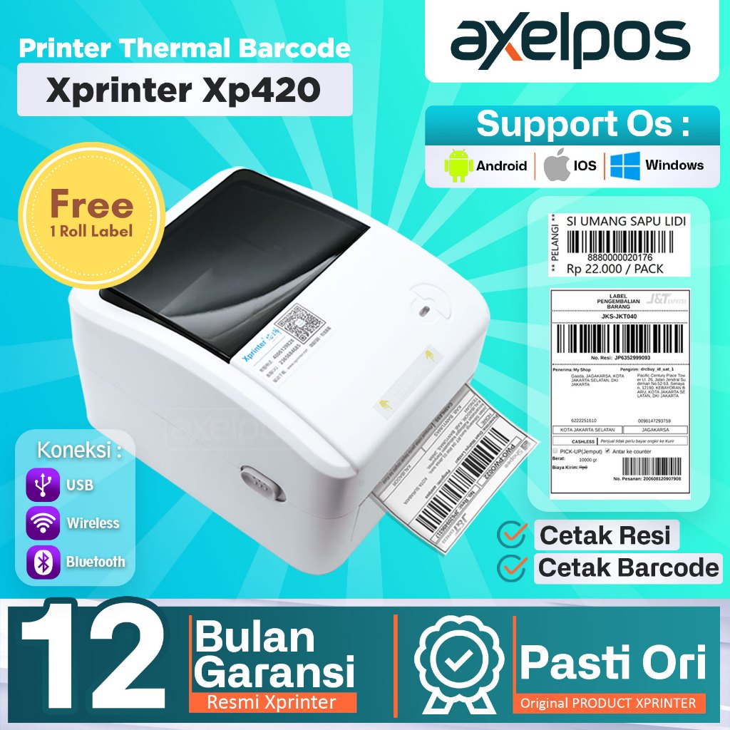 Aelpo PRINTER BARCODE THERMAL LABEL P420B 110MM A6 ONEI UB UB BLUETOOTH UB WIFI