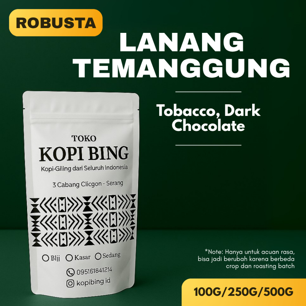 

Kopi Bing Kopi Robusta Lanang 100gr 250gr 500gr