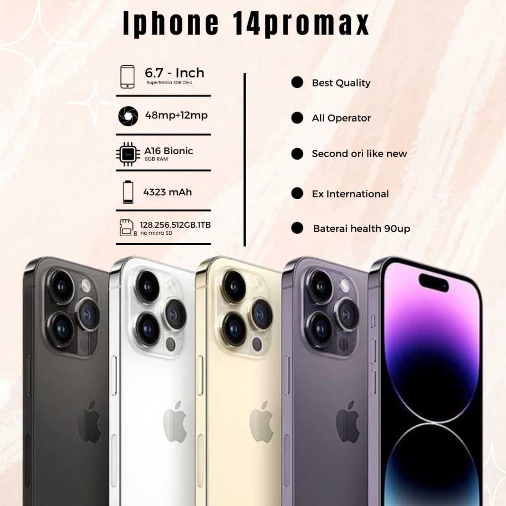 iPhone 14 pro max Second original 100% 128GB/256GB/512GB/1TB