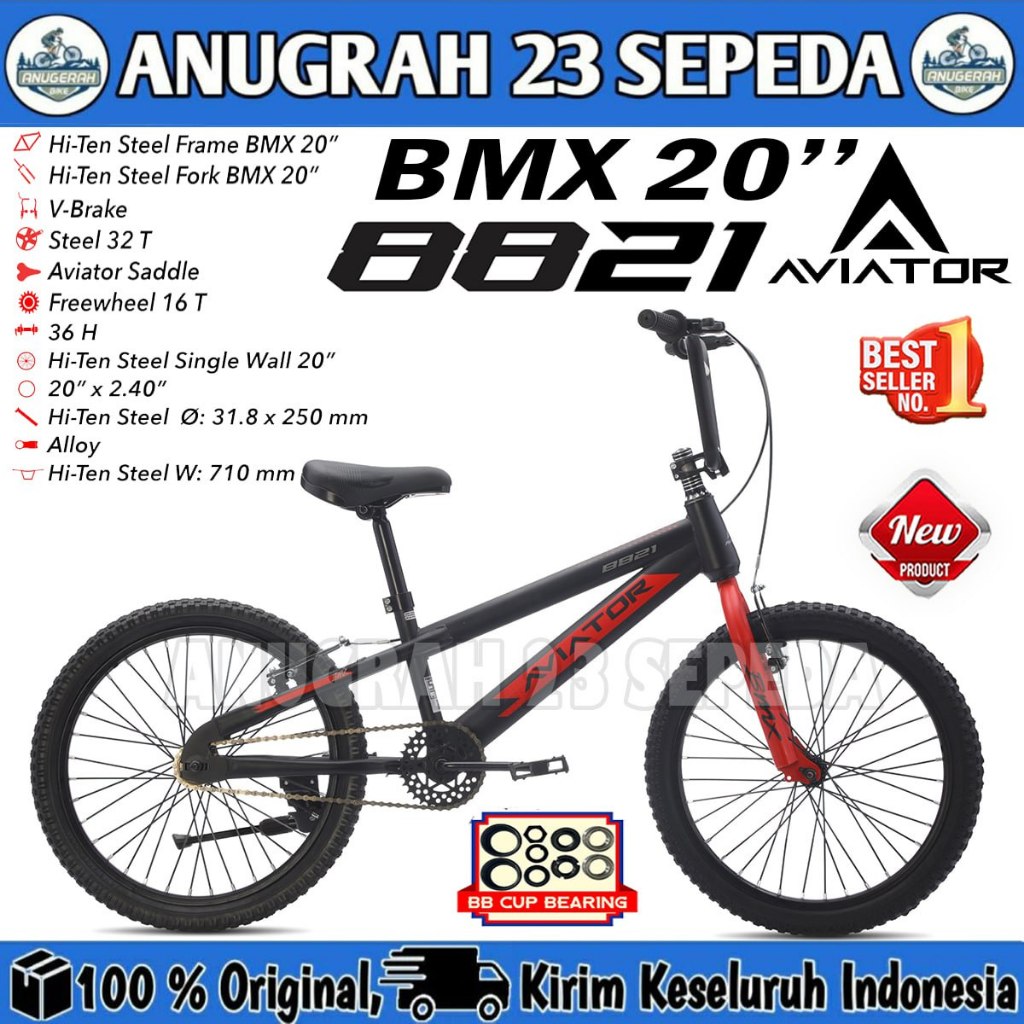 Sepeda Anak Laki BMX AVIATOR 8821 Ukuran 20 Inch Usia 8-11 TahunUkuran 20 Inch Usia 8-11 Tahun