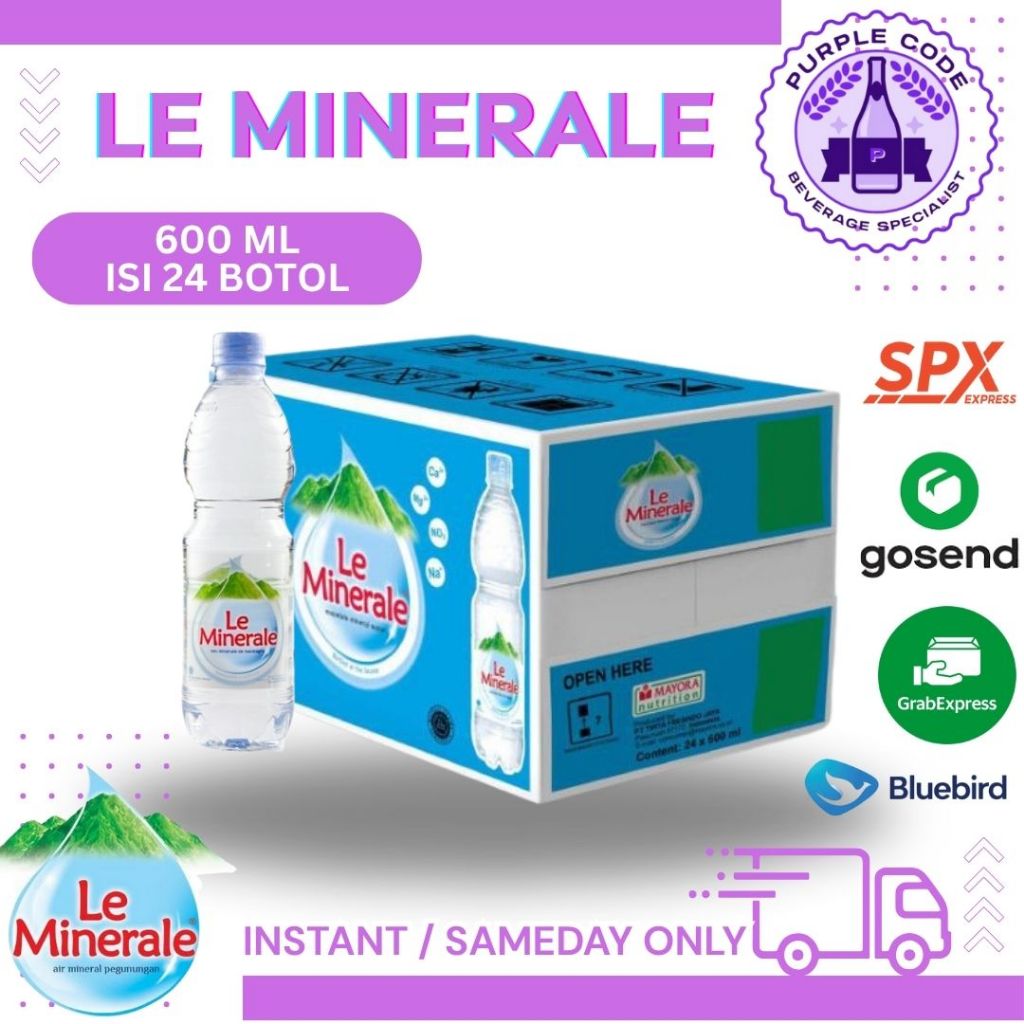 

(INSTANT READY) Le Minerale 600ml DUS isi 24 botol Per Karton - READY Lemineral Air Minum Kemasan Botol Minuman Kardus