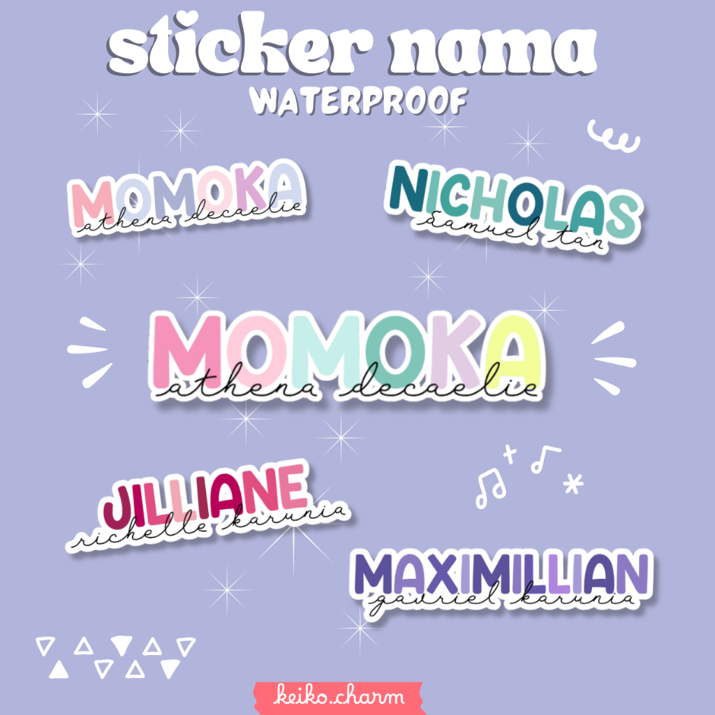 

Sticker Label Nama Lucu Waterproof Sekolah Pastel