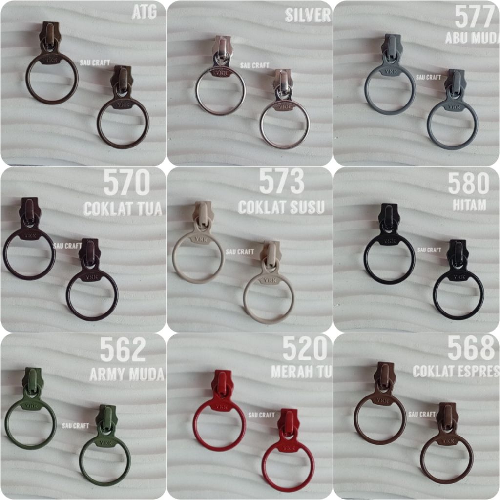 Kepala Resleting/Zipper YKK Gigi Plastik/Coil No. 5 Model Bulat Warna | Resleting Tas |