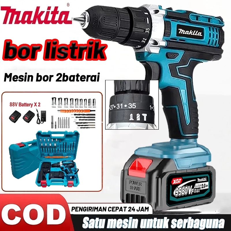 Opinkrandam - Makita 9980VF Bor Baterai 2 Baterai - Impact Driver 3 Mode Bor Besi Kayu Bisa