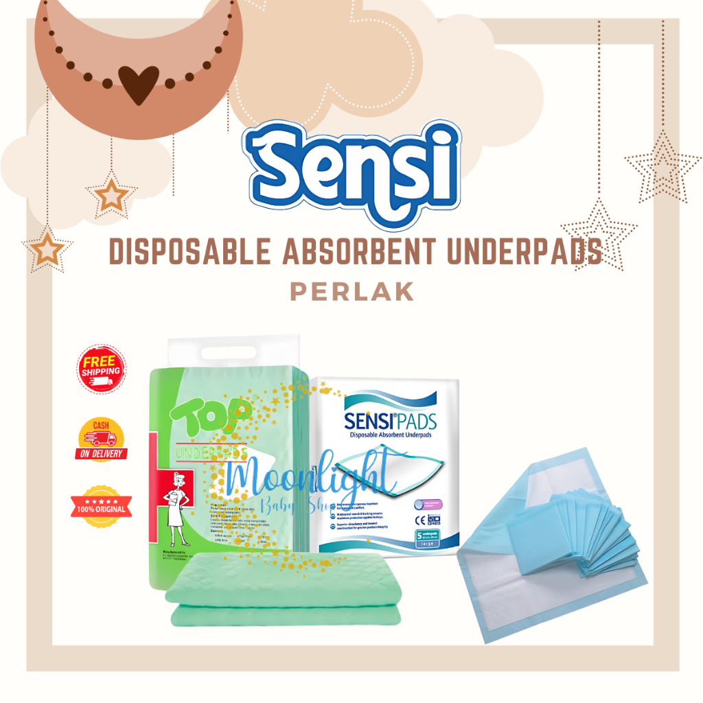 Underpads Perlak Sensi Pads 60x90 Disposable And Absorbent Large Isi 10 Pcs