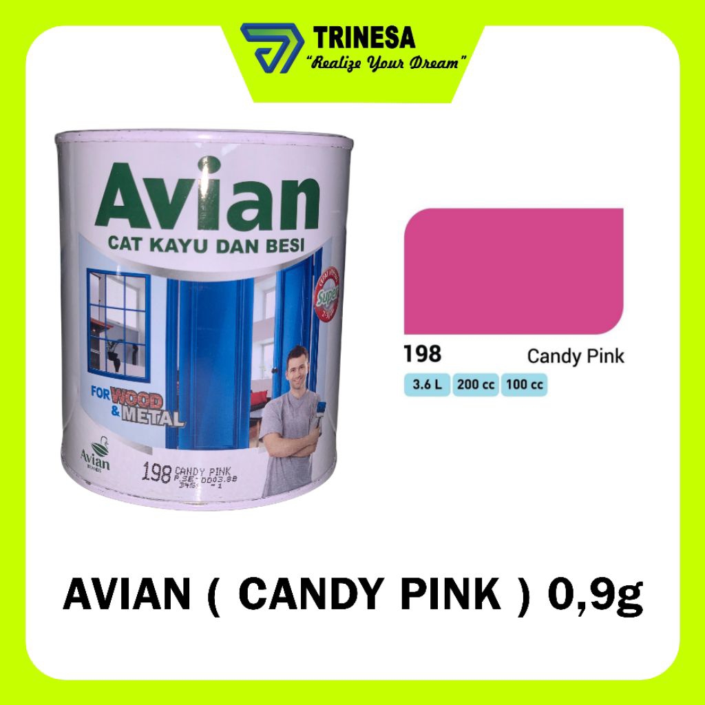 Cat avian / Cat Kayu Dan Besi / 1Kg Warna Candy Pink