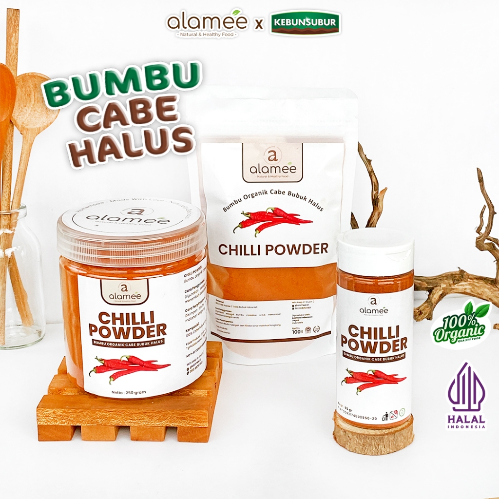 

ALAMEE Cabe Bubuk Halus Chilli Powder Chili Cabai Rempah Murni Asli Bumbu Dapur Organik kebunsubur