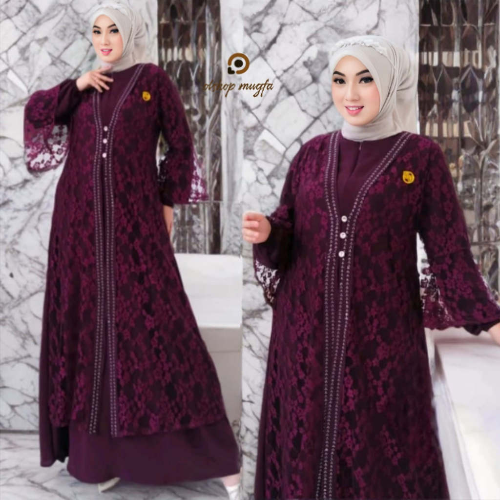 Meijiwang Official Oclo Mova Dress 1014-965 Etnic Kancing Dada Gamis Dailywear