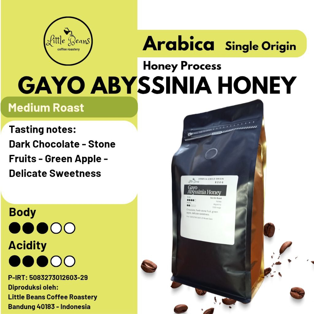 

Kopi arabica Aceh Gayo Abyssinia Honey 800gr/400gr/200gr biji/bubuk untuk filter, japanese