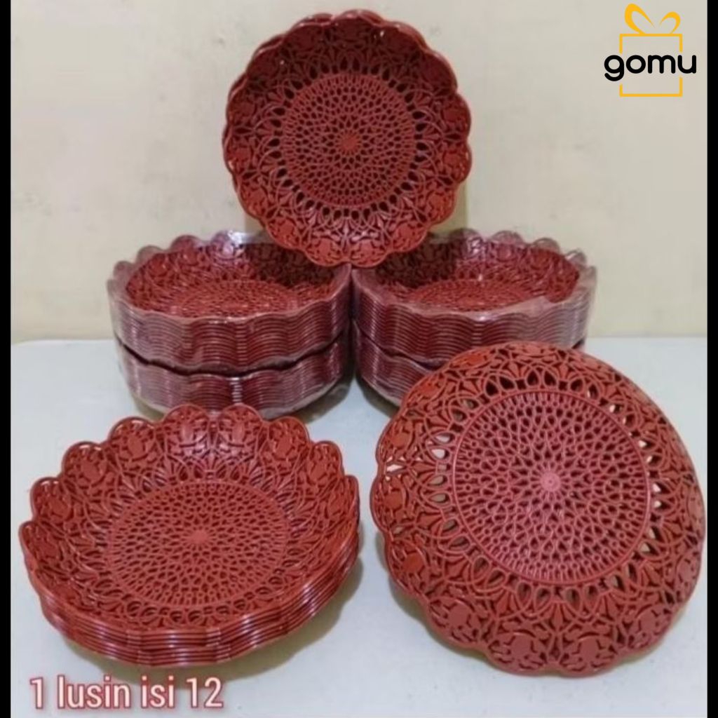 INGKE PLASTIK / PIRING PLASTIK / PIRING ROTAN / INGKE CEKUNG MOTIF BUNGA
