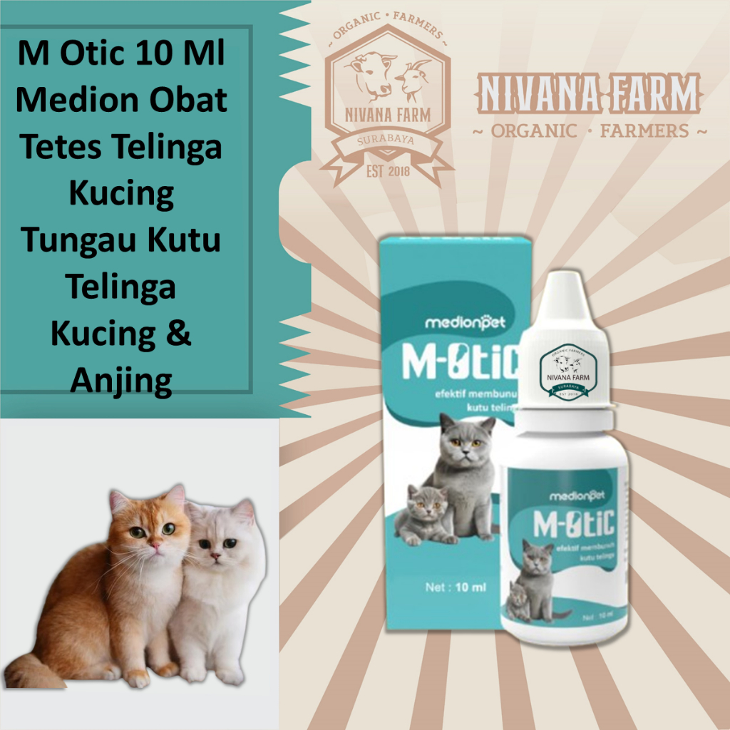 M Otic 10 Ml Medion Obat Tetes Telinga Kucing Tungau Kutu Telinga Kucing & Anjing