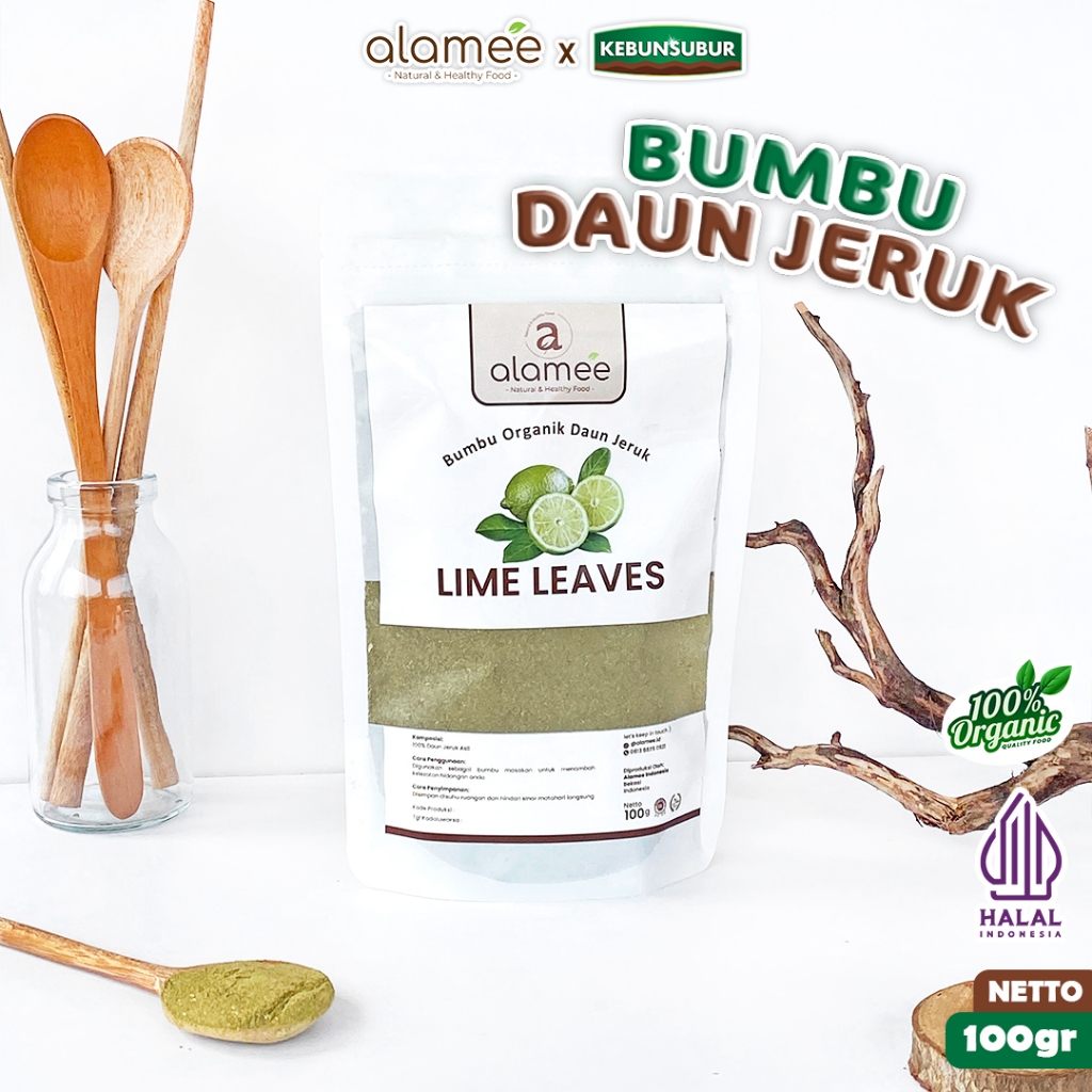 

ALAMEE Daun Jeruk Bubuk Bumbu Dapur Instan Lime Powder Organik Murni Asli Seasoning 100Gr Kebunsubur