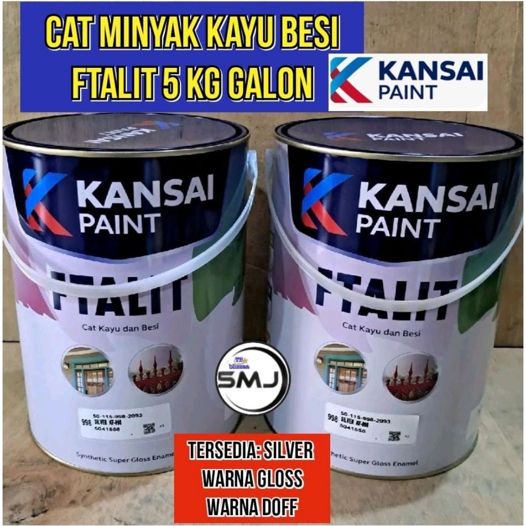 FTALIT 5kg Ftalit Silver Warna Gloss Warna Doff Cat Minyak Kayu Besi 5kg Ftalit Kansai Paint GLN 5kg