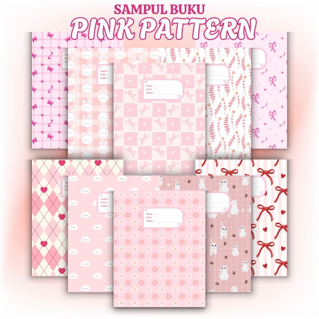 

[10Lembar] SAMPUL BUKU TULIS PINK PATTERN AESTHETIC