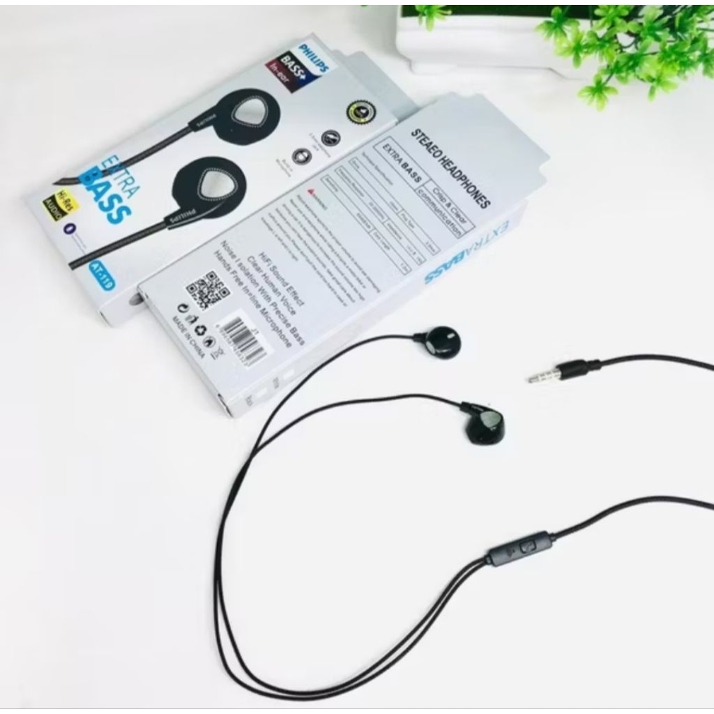 Headset PHILIPS AT-119 earphone Universall dengan Mic