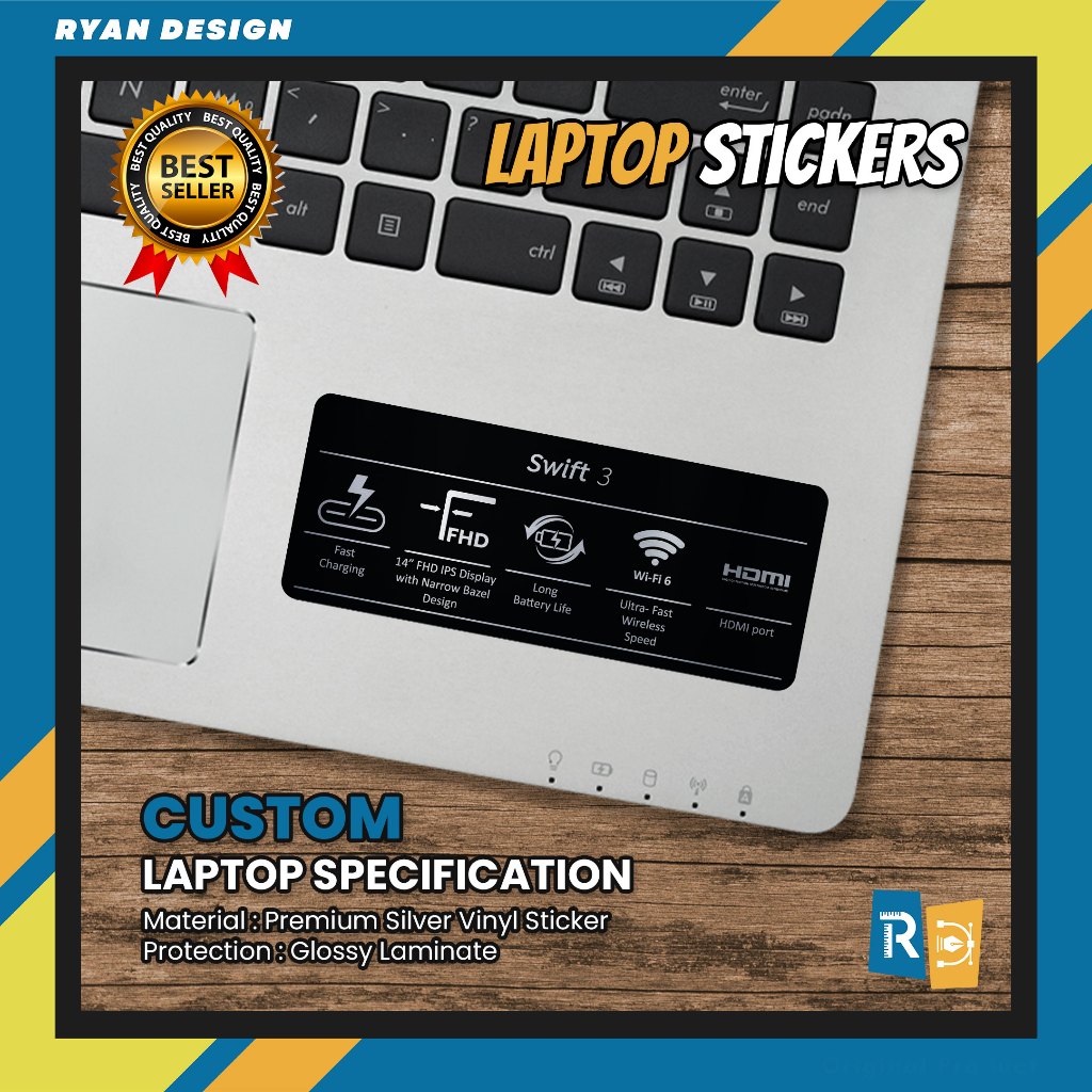 Stiker Logo Laptop Acer Swift 3 Stiker Spesifikasi Fitur Laptop Stiker Nvidia RTX GTX Intel Amd (Uno
