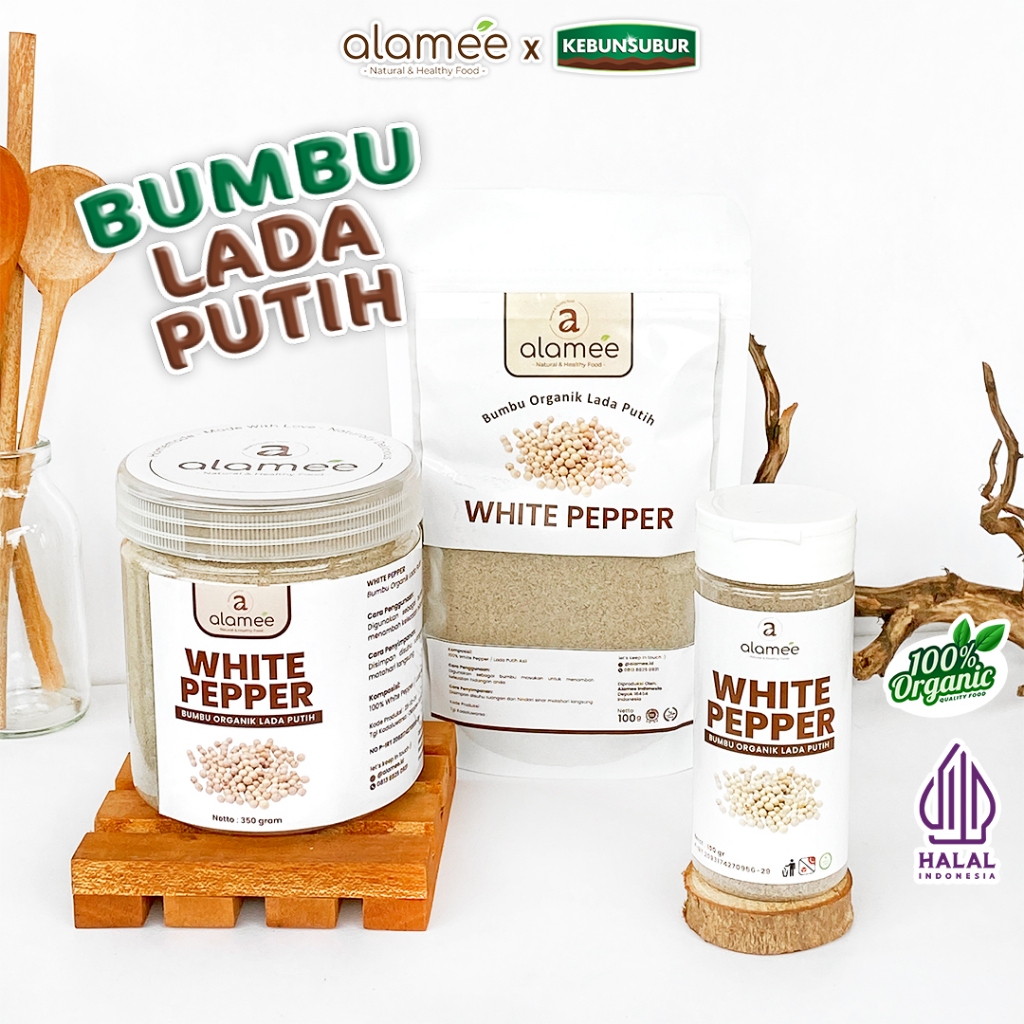

ALAMEE Lada Putih Bubuk White Pepper Powder Merica Whitepepper Bumbu Dapur Instan Organik Kebunsubur