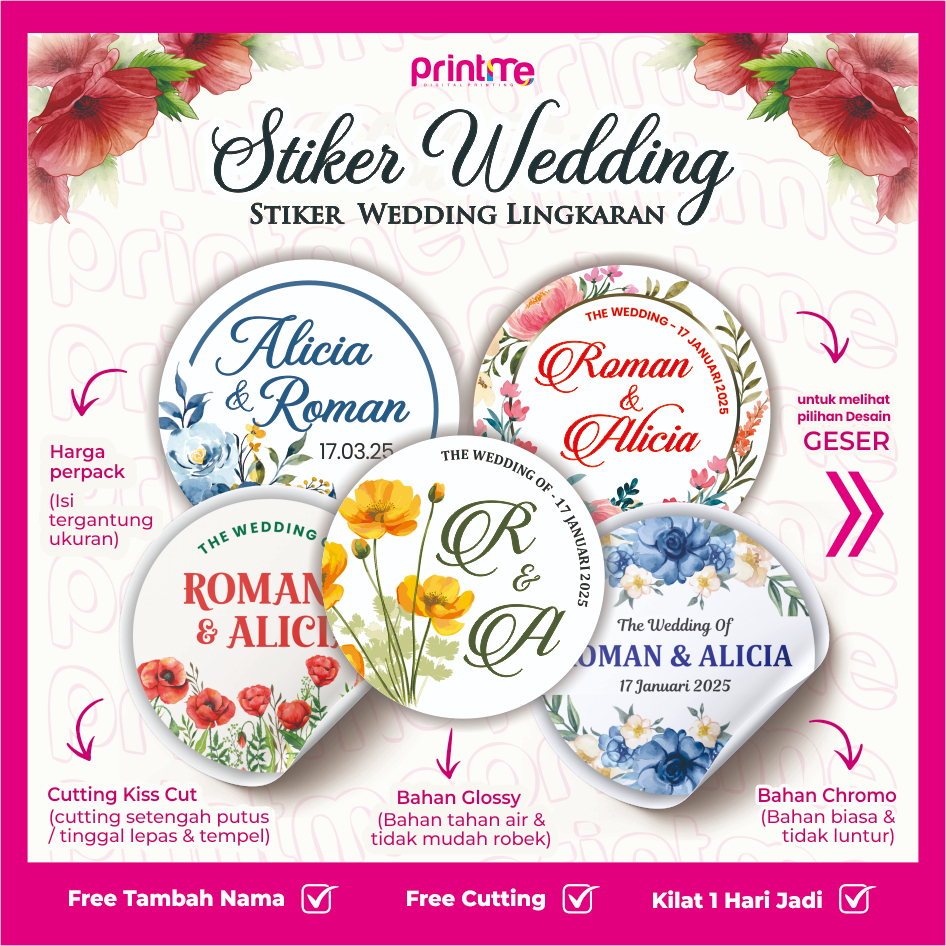 

PM17 | STIKER WEDDING LINGKARAN CUSTOM STIKER SOUVENIR PERNIKAHAN BULAT