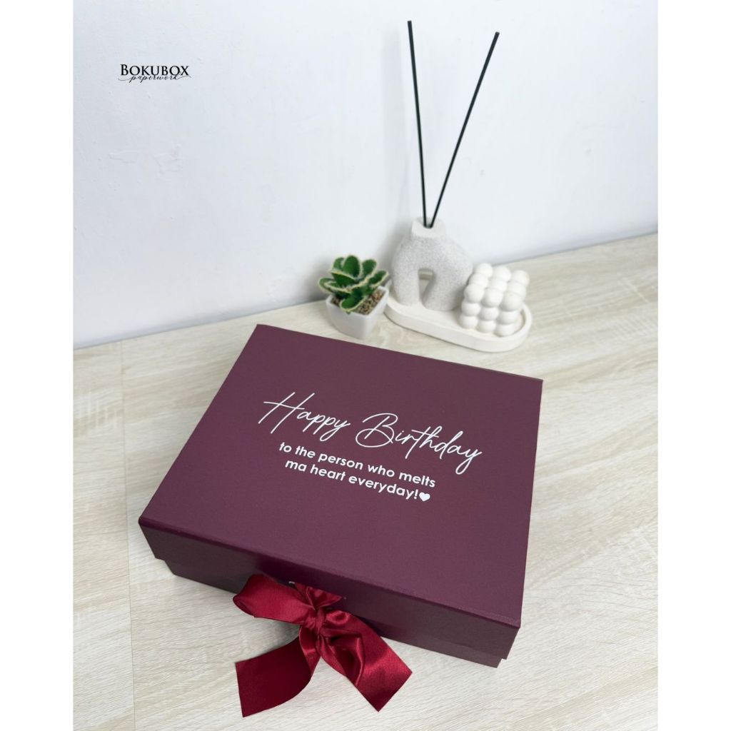 

[40x30x13] BURGUNDY box kancing pita / kancing magnet / hard box / birthday box / gift box / box kado / box ultah