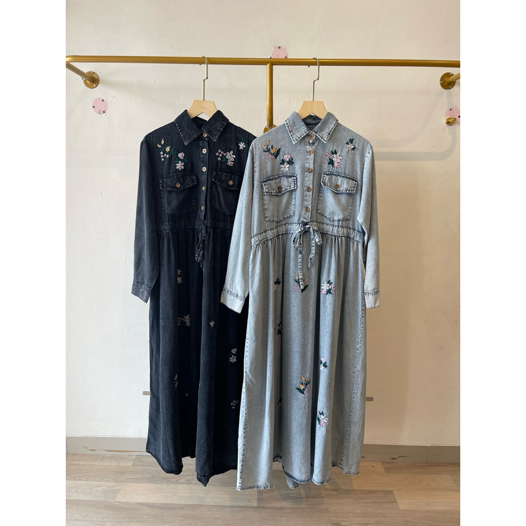 Gamis Jeans Wanita Bordir