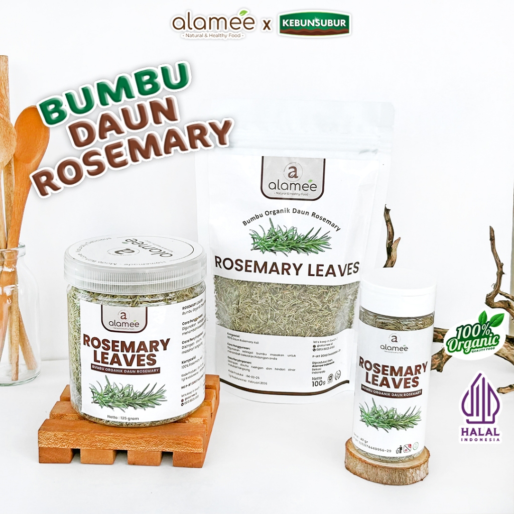 

ALAMEE Daun Rosemary Kering Dried Leaves Organik Garnish Murni Asli Bumbu kebunsubur Kebunsubur