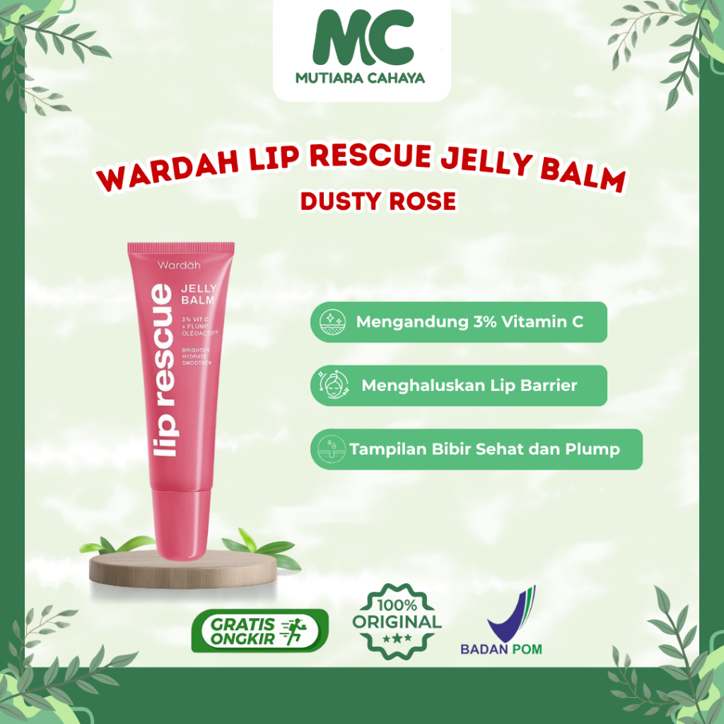 MC Official - Wardah Lip Rescue Jelly Balm | Wardah Lip Balm Jelly Dusty Rose