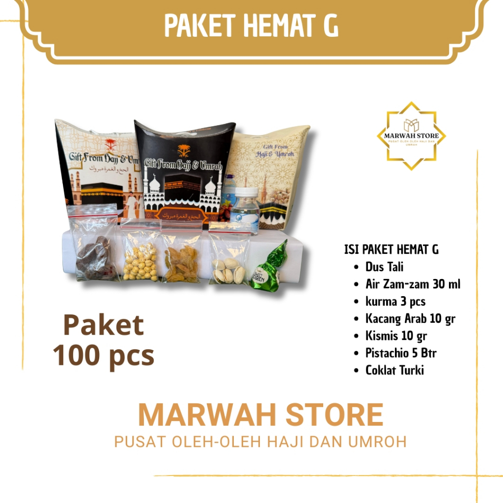 

Oleh-oleh Haji dan Umroh Paket Hemat G isi 100 Lengkap Air Zamzam