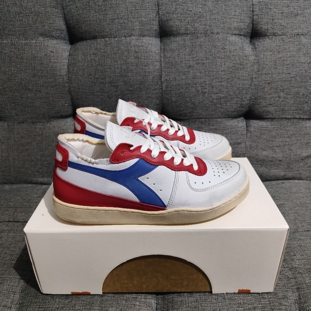 Diadora HERITAGE MI BASKET ROW CUT Men's - White/Pompeian Red [DIA176282591]