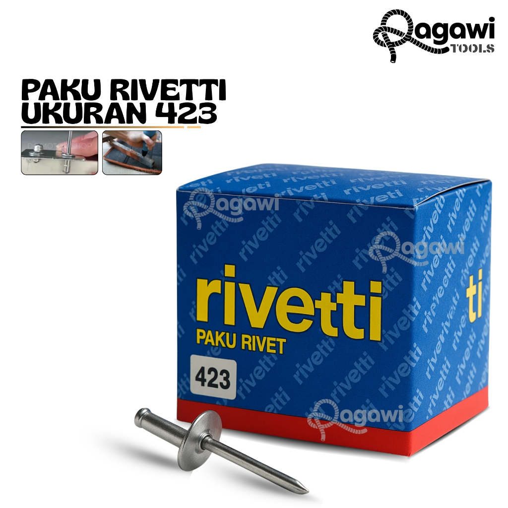 Paku Rivet 423 Rivetti 1000 Pcs paku rivet holow aluminium seng 1 Kotak Paku Rivet Merk Rivetti