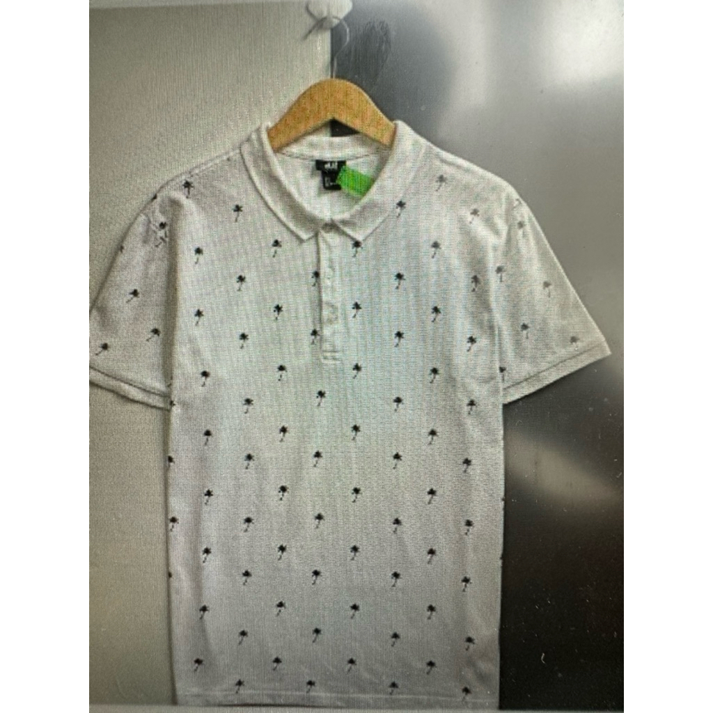 preloved kaos polo pria putih motif H&M original