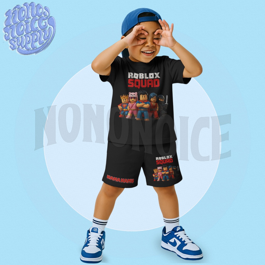 Setelan Kaos Anak Roblox Squad Gratis Nama / Baju Celana Setelan Anak Roblox Squad Usia 3-12 Tahun