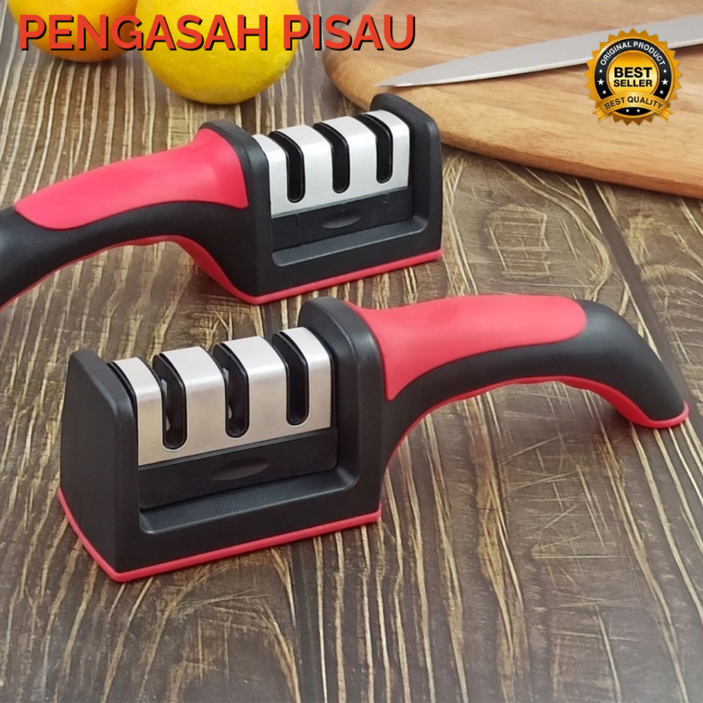 [ ASLI ] Pengasah gunting pisau 3 in 1 Asahan Pisau Asah Stainless steel dapur/ Asahan pisau 3in 1 T