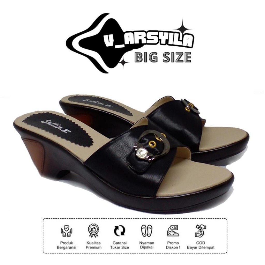 Sandal Selop Ibu Ibu Hak 3cm ARSYILA 1.1 Sendal Pesta Kondangan Wanita Wedges Import