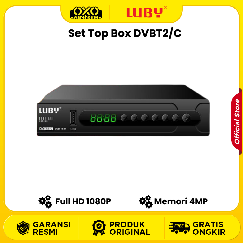 LUBY DVB-T2-03 Set Top Box - Penerima Siaran TV Digital 1080P