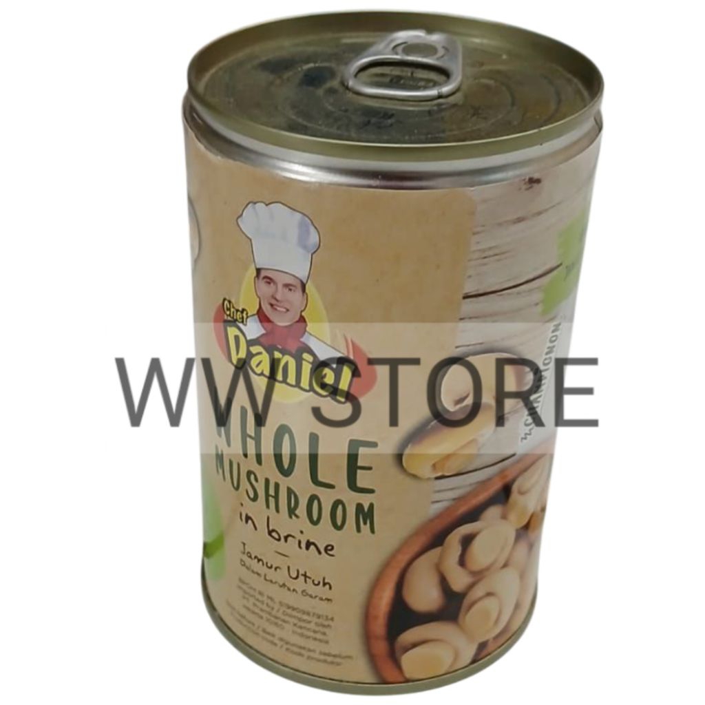 

Jamur kancing utuh dalam larutan garam Chef Daniel WHOLE MUSHROOMS Mushroom in Brine kaleng can 425g