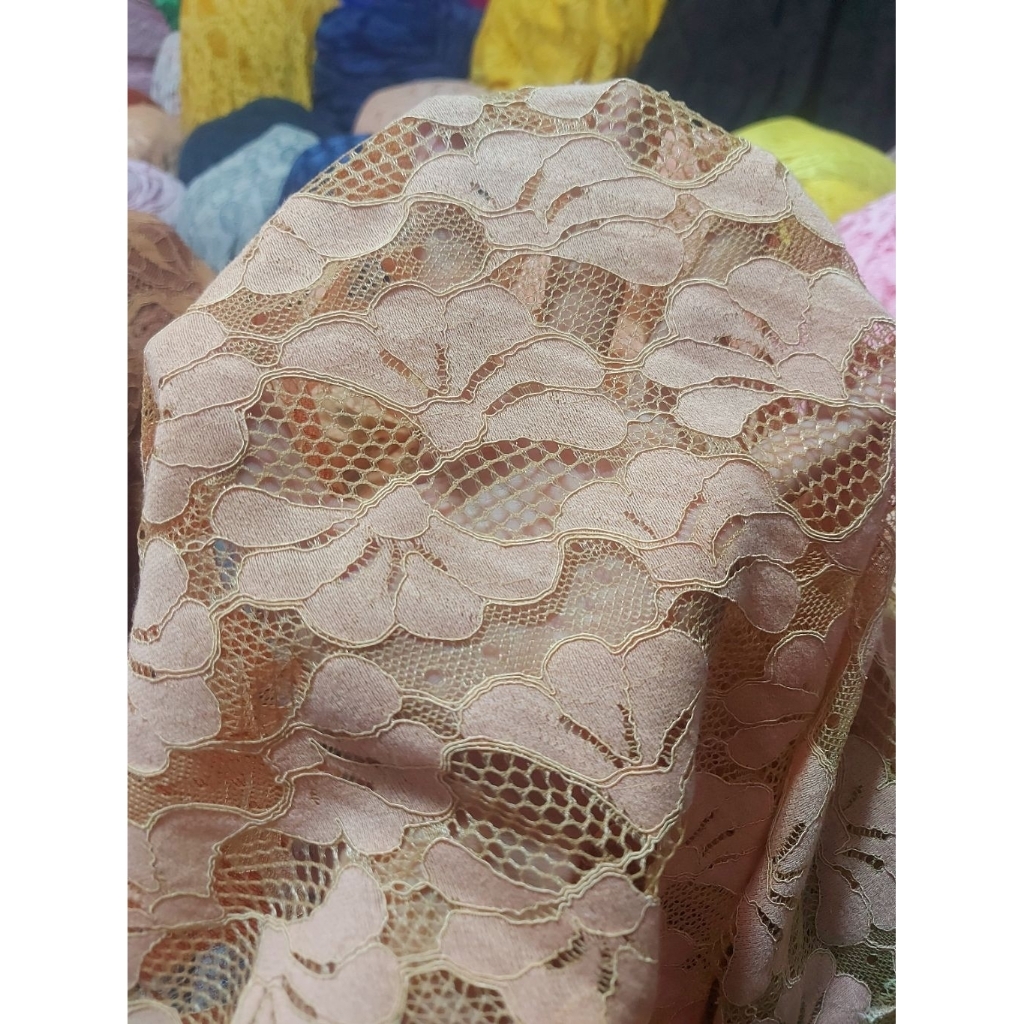 kain brokat premium  - kain brokat kebaya - kain brokat luxury - kain brokat meteran ( Gold) 1J