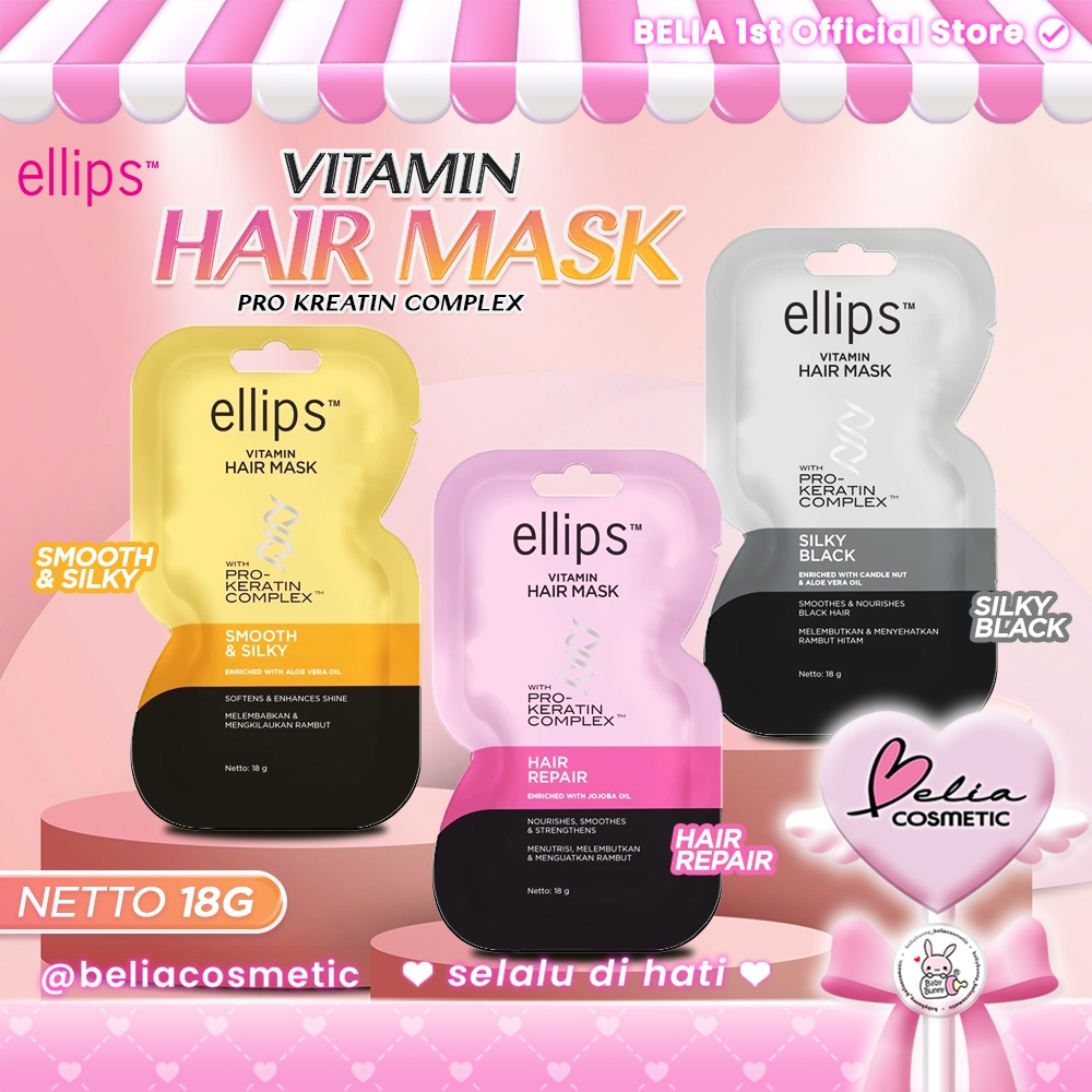 ❤ BELIA ❤ ELLIPS Vitamin Hair Mask with Pro-Keratin Complex 20g | Masker Rambut menutrisi rambut