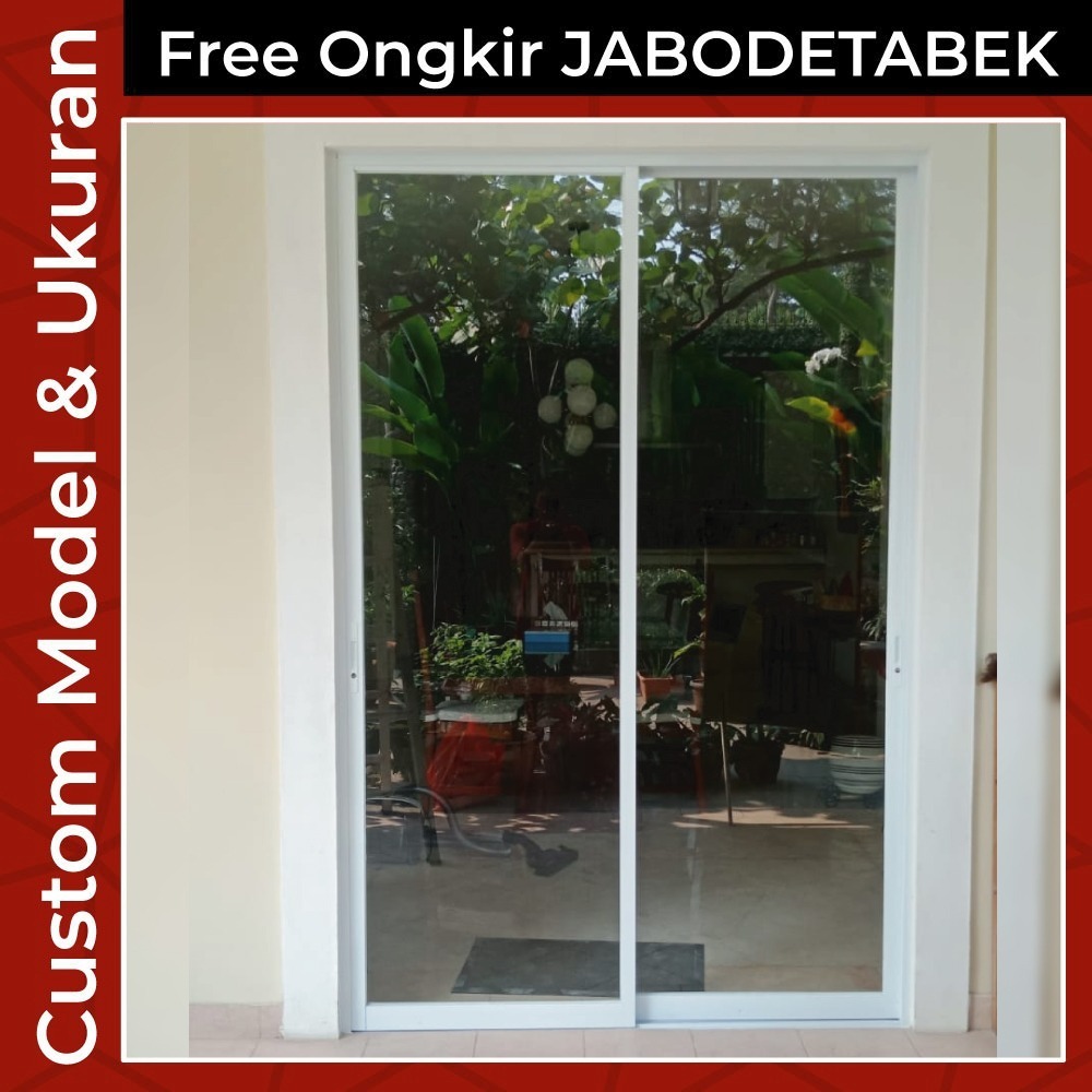PINTU SLIDING ALUMINIUM 2 DAUN UK 140X200 KUALITAS TERBAIK