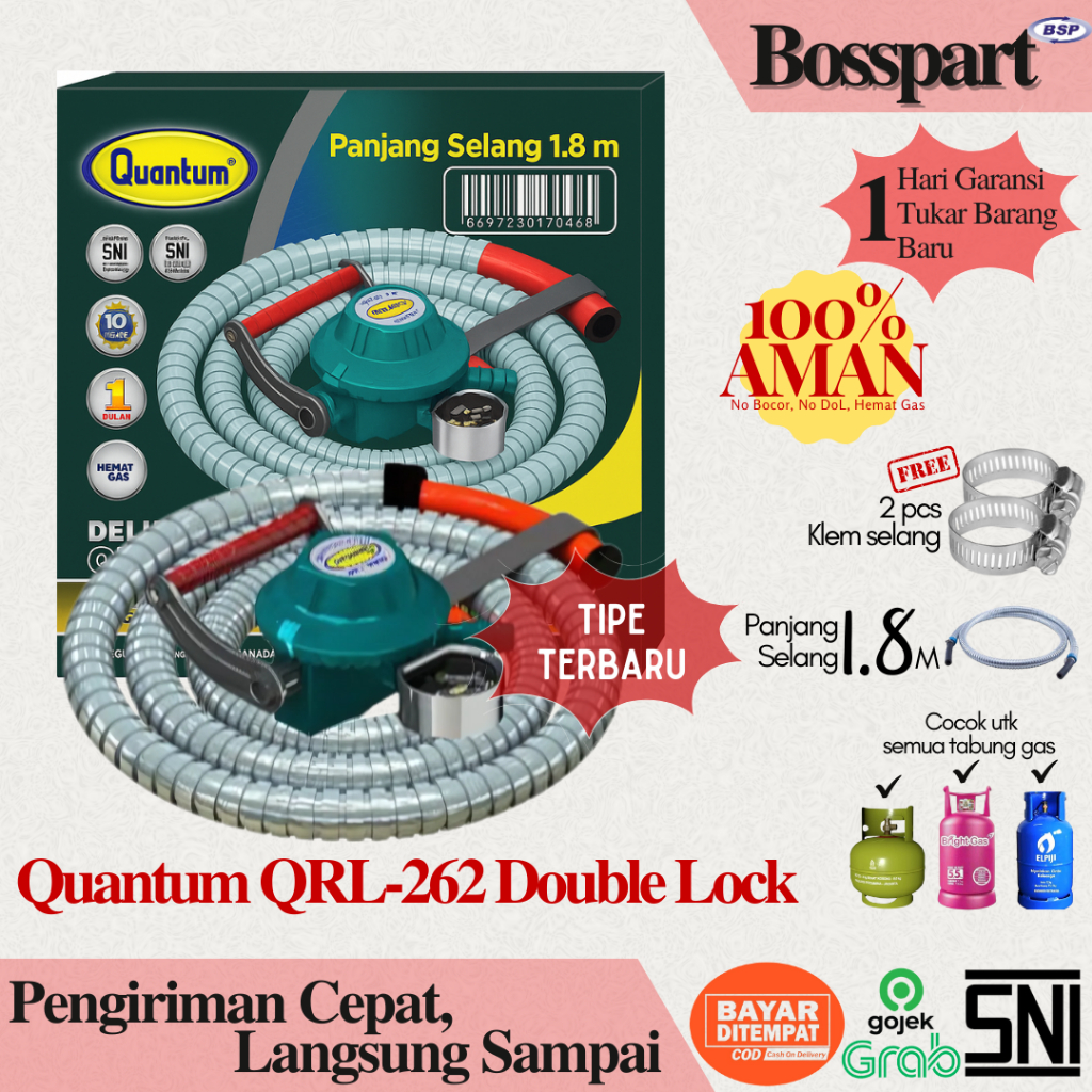 Quantum Regulator Gas Lpg Double Lock Qrl-26 / Regulator Tekanan Rendah Double Lock Dengan Meteran