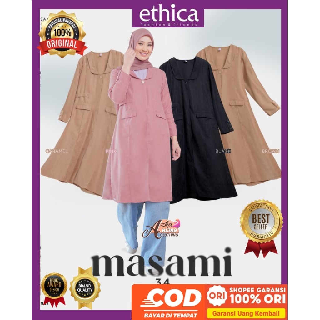 Ethica Long Blazer Masami 34 Ethica Original - Long Outer Wanita - Blazer Wanita Muslimah - Blazer L