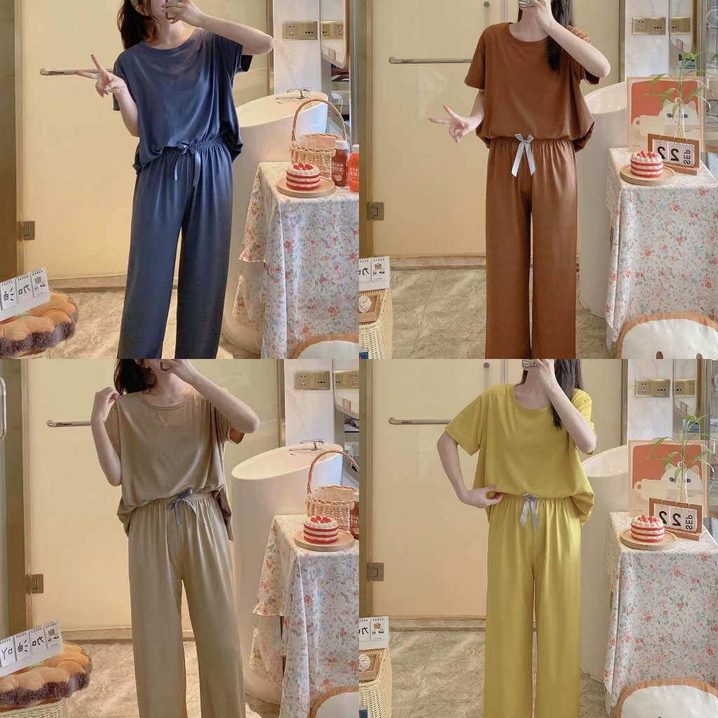 BAJU TIDUR PIYAMA WANITA CP KATUN IMPORT BERKUALITAS MOTIF KAOS LENGAN PENDEK SETELAN CELANA SELUTUT