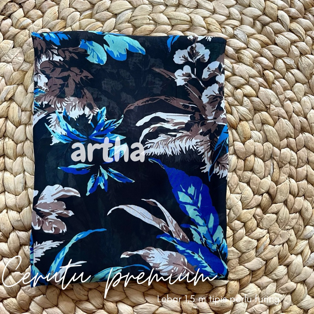 kain ceruty premium motif bunga bahan gamis