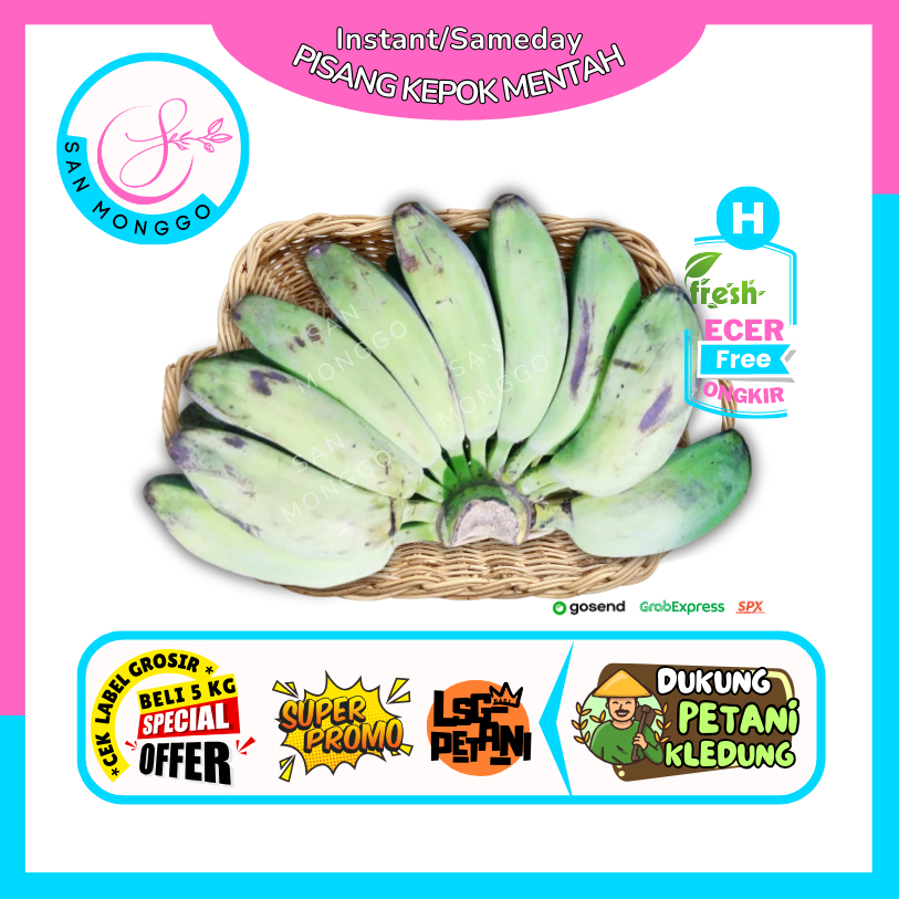 

Sanmonggoo >> Pisang Kepok Kuning Mentah -- Hasil Bumi Sindoro Sumbing Ecer (C)