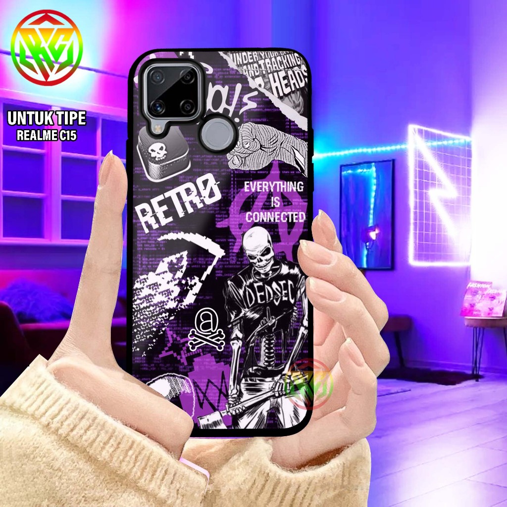 Real Case Realme C15 Motif Terbaru - Case hp kilau - New Case Glossy casing Hp Realme C15 [Motif AES