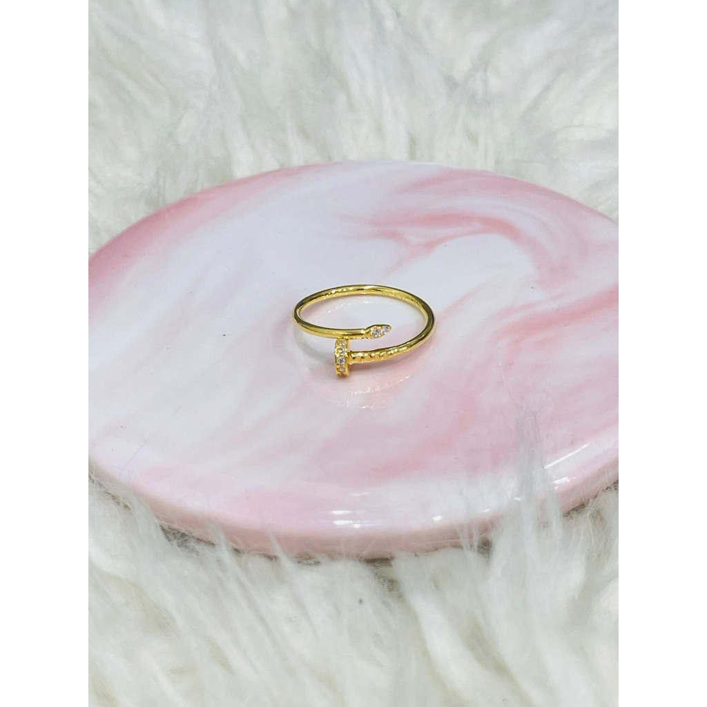 cincin model paku permata uk 13 & 15 simple cantik emas asli kadar 700